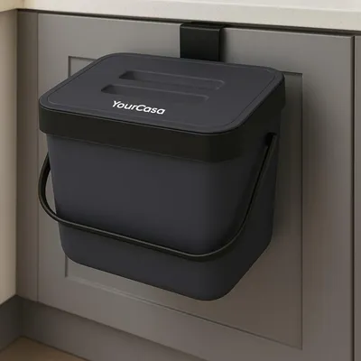 Produktbild von Kompostbehälter Küche Bioeimer Komposteimer - 7 Liter - Anthrazit - Herausnehmbares Sieb - Spülmaschinenfest