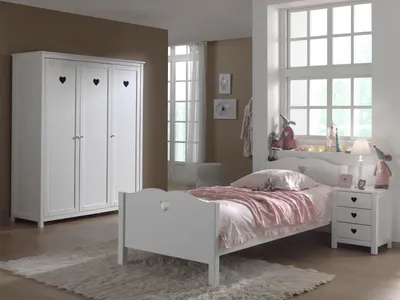 Produktbild von Set Amori best. aus: Einzelbett, Nachtkonsole und Kleiderschrank 3-trg., Weiß