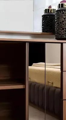 Produktbild von Kommode Holz Design 2tlg. Schlafzimmer Garnitur Set Kommoden Spiegel