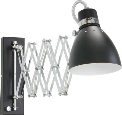 Produktbild von Steinhauer Wandleuchte Spring 1-flammig Schwarz Matt 12,5x28-70cm