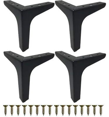 Immagine prodotto di 4 piedini per mobili da 10 cm, in metallo nero, con viti (4 pezzi - 17 cm)