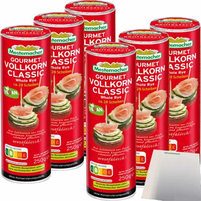 Produktbild von Mestemacher Gourmet Vollkorn Classic 6er Pack (6x250g Rolle) + usy Block