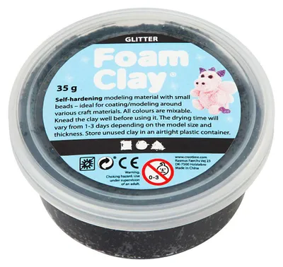 Produktbild von Creativ Company Foam Clay, Modellierton, Schwarz, Kind, Junge/Mädchen, 35 g, 1 Stück(e)