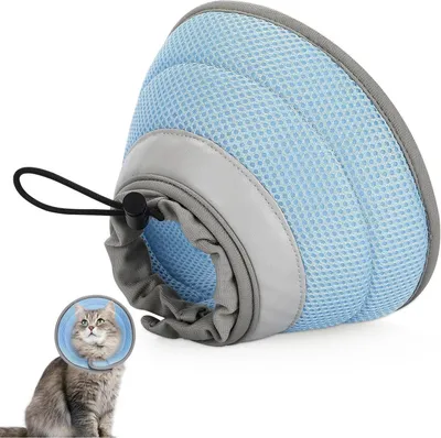 Produktbild von Weicher Katzenkragen Halskrause in Blau S für Katzen nach Operationen und Verletzungen