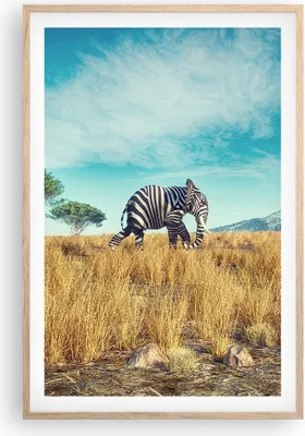 Produktbild von Gerahmtes Poster - Rahmen in heller Eiche - Surreal Elefant Rippen - 61x91,5 cm - Wand Bild - Wanddeko - Wandbilder - Kunstposter - Wandposter - Bilderrahmen - Bilder - Kunstdruck - P2NPA61x91-4717