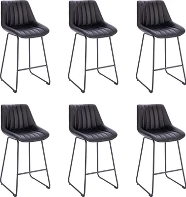 Produktbild von Lina® Vegas Stuhl im modernen Design, Samt, Moderne Counter Höhe gepolsterte Barstuhl mit Fußstütze, Metallgestell für Wohnzimmer - 6er Set - Schwarz