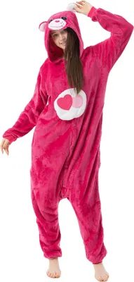 Produktbild von Katara 1744 -  Glücksbärchi Herz Lieb-mich-Bärchi Pink M (155-165cm), Jumpsuit, Onesie, Karneval, Overall, Party, Karnevals-Kostüm, Verkleidung zum Fasching, Schlafanzug, Hausanzug, Jogginganzug, Cosplay, Tierkostüm für Erwachsene