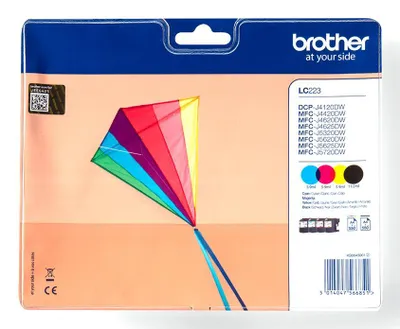 Zdjęcie produktu dla Brother LC223VALBPDR, Czarny, Cyjan, Purpurowy, Żółty, 4 szt., 550 stron(y), 550 stron(y), Multipak