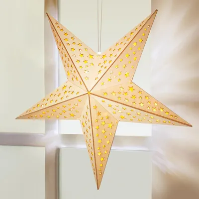 Produktbild von LED Holzstern mit Fernbedienung 10 LED`s Weihnachten Fentser Dekostern 40cm Sternoptik