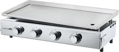 Image de Plancha à gaz FAVEX Brasilia à 4 brûleurs, XXL 84 x 34 cm, entièrement en acier inoxydable (INOX), allumage piézoélectrique, tiroir de récupération des graisses