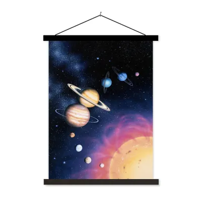 Produktbild von MuchoWow® Textilposter Illustration des Sonnensystems 60x80 cm mit schwarzem Rahmen - Plakathalter