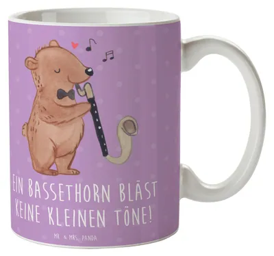 Produktbild von Mr. & Mrs. Panda Tasse Bassethorn Klänge - Lavendeltraum - Geschenk, Keramikbecher, Instrument, Musik, Lernen, Solisten, Holzblasinstrument, Teetasse, Musiker