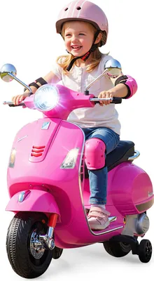 Obrázek produktu pro COSTWAY dětská motorka elektrická, Vespa 12V motorka s tréninkovými koly, LED světlometem a klaksonem, 2-3 km/h, dětská motorka, pro děti od 3-6 let (růžová)
