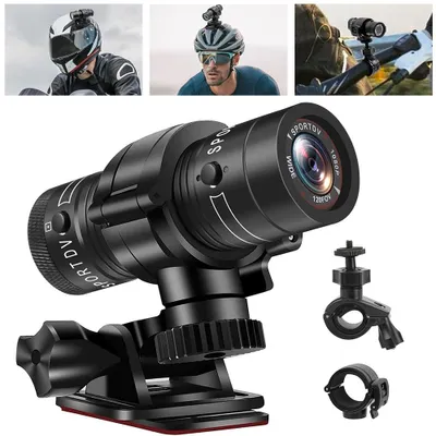Produktbild von 1080P Fahrradkamera Helmkamera Motorrad & Fahrrad Helm-Actionkamera 120° Weitwinkelobjektiv wasserdicht eingebauter Akku Helmhalterung Fahrradstaender