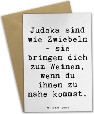 Produktbild von Mr. & Mrs. Panda Klappkarte Spruch Judo Zwiebel - Weiß - Geschenk, osterkarten, humorvoll, Sportler Geschenke, neujahrskarte, einladungskarten, Judoka, weihnachtskarten