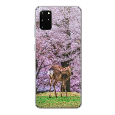 Produktbild von MuchoWow® Handyhülle Schutzhülle Hülle für Samsung Galaxy S20 Plus Hirsch - Rosa - Blüte Silikon Softcase Handy Hülle - Hartschale