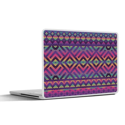 Produktbild von MuchoWow® Laptop Aufkleber Sticker Cover Stricken - Muster - Regenbogen 30x22 cm - Laptop-Sticker