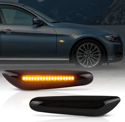Zdjęcie produktu dla Diodowe kierunkowskazy boczne BLACK SMOKE PAIR do BMW serii 1 E81 E82 E87 E88 serii 3 E90 E91 E92 E93 serii 3 E46 tylko roczniki 10.01-03.05 serii 5 E60 E61 X3 E83 X1 E84