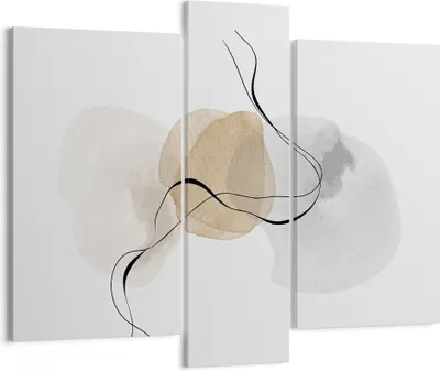 Produktbild von Bild auf Leinwand - Leinwandbild - 3 Teile - Abstrakt minimalistisch Aquarell - 95x80cm - Wand Bild - Wanddeko - Wandbilder - Leinwanddruck - Bilder - Wanddekoration - Leinwand bilder - CB95x80-4827