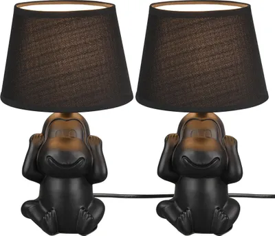 Produktbild von 2x Tischleuchte, Keramik, Textil, schwarz, H 27 cm