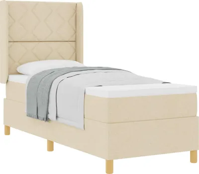 Image de vidaXL Lit Boxspring avec tête de lit Crème 80 x 200 cm Tissu