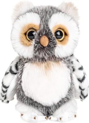 Produktbild von Uni-Toys - Eule grau-weiß - 18 cm (Höhe) - Plüsch-Vogel - Plüschtier, Kuscheltier