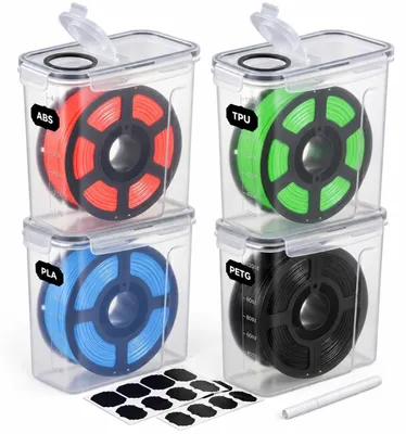 Filament-Aufbewahrungsbox 4er-Set, 4,0 L, luftdicht, transparent