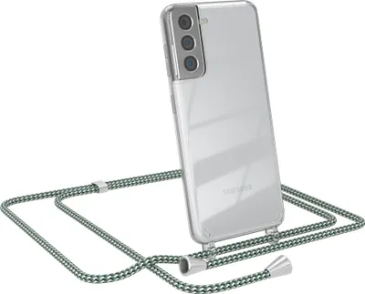 Produktbild von EAZY CASE Handykette kompatibel mit Samsung Galaxy S21 5G, Handyhülle mit Umhängeband, Handykordel, Schutzhülle Clear, Band in Grün