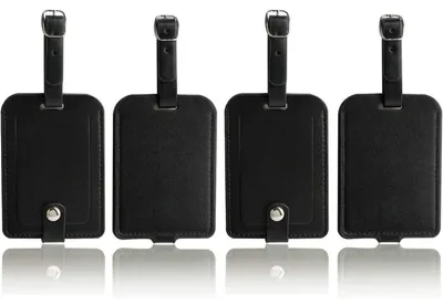 Produktbild von 4er-Pack Gepäckanhänger Kunstleder Schwarz
