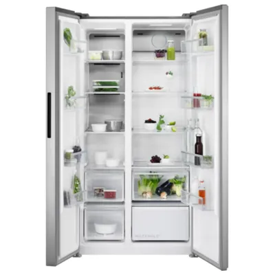 Produktbild von AEG 9000 MultiChill 0° / Side by Side Kühlschrank / 1770 mm / 594 L / NoFrost RXB659E6NU Edelstahl-Look, Seiten grau