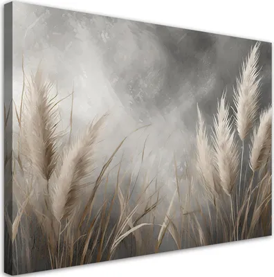 Produktbild von Leinwandbild Gras Natur Botanik 60x40 Feeby Grau bild für die wand bereit zum aufhängen