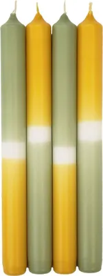 Produktbild von INNA-Glas Dip Dye Stabkerzen LISSITA, 4 Stück, hellgrün-gelb, 25cm, Ø2,3cm, 11h - Tafelkerze