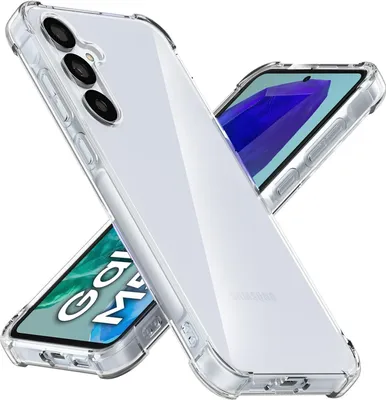 A clear protective phone case is shown, with two phones partially visible underneath.