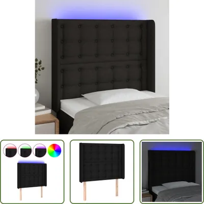 Produktbild von The Living Store LED Kopfteil Schwarz 83x16x118/128 cm Stoff