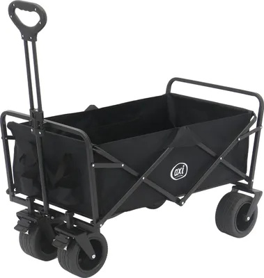 Image de Axi Sb131 Chariot De Plage Pliable Noir | Chariot De Transport Pliable Avec Barre De Traction, Sangle, Housse, Poche Intérieure Et Porte-Boissons -
