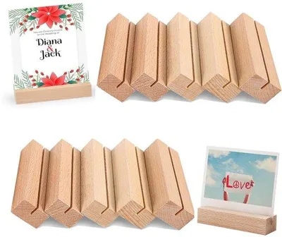 Image de Lot de 10 sous-verres en bois de hêtre, décoration de table élégante pour photos, calendriers, menus, anniversaires