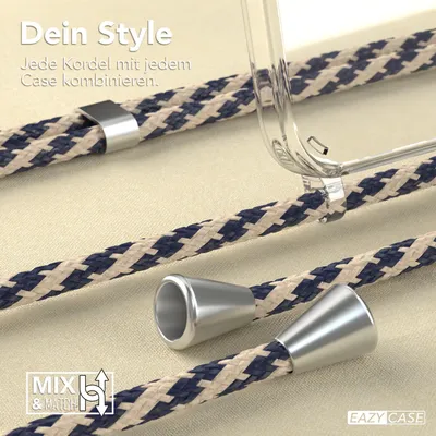 Produktbild von EAZY CASE – Handykette – kompatibel mit Apple iPhone 11 Handyhülle mit Umhängeband, Silikonhülle, Schutzhülle mit Ersatz-Kordel, Hülle mit Band, Stylische Kette für Smartphone, Taupe / Taupe Camouflage