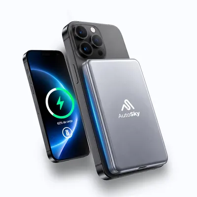 Obrázok produktu pre AutoSky Magnetická powerbanka 5000 mAh, kompatibilná s MagSafe, bezdrôtové nabíjanie, USB-C