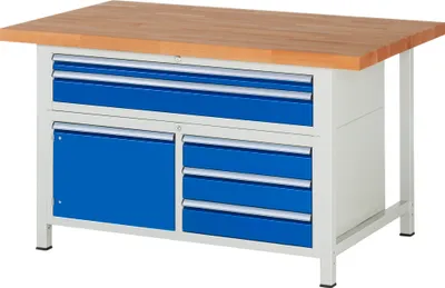 Produktbild von Werkbank 1500x700x840-1040mm 5xSchublade-TA l.gr/e.bl 4040376239679