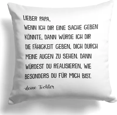 Produktbild von 22Feels Papa Geschenk von Tochter Vater Kissen Vatertag Geburtstag Herrentag Weihnachten Deko Männer Dekoration Spruch Geschenkidee Wohnzimmer Schlafzimmer Couch