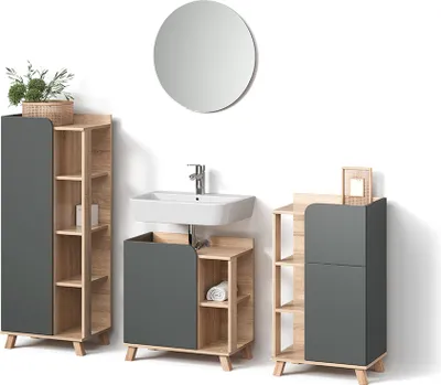 Image de Ensemble de meubles de salle de bain Livinity Marano Anthracite 4 pièces, Model 52963