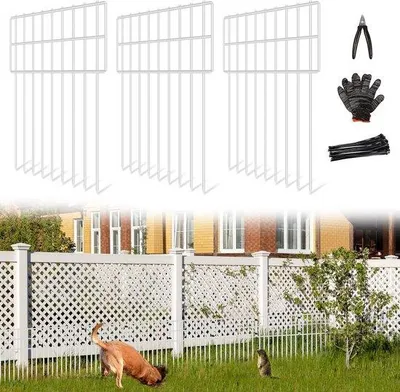 Produktbild von Famanu Gartenzaun mit 25 Paneelen, 8,2 m lang, 43,2 cm hoch – Tierschutz und Hundeschutz