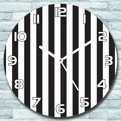 Produktbild von Wanduhr aus Glas Rund fi 30 Weiße und schwarze Streifen Deko Schlafzimmer Büro
