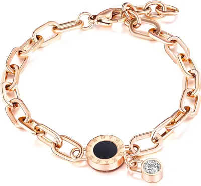 Produktbild von Armband Edelstahl Damen Rose Gold Hochglanz Hochzeit Zirkonia