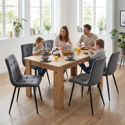 Produktbild von Homestyle4u Esstisch 120-160x80 cm ausziehbar Eiche Esszimmertisch Holztisch