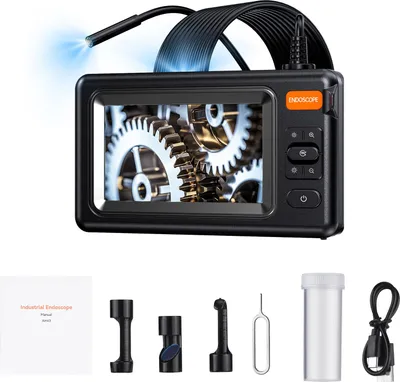 Produktbild von Industrielle 1080P Kanalisationsinspektionskamera mit 6 LED Lichtern 4.3 Zoll HD IPS Bildschirm Echtzeit Monitor Endoskop Rohrkamera 5M Semi-rigid Kabel IP67