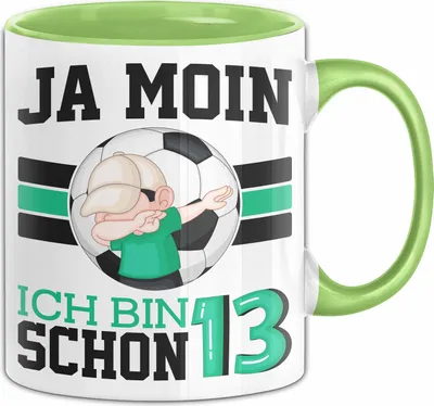 Produktbild von 13. Geburtstag Geschenk Tasse Becher Junge Geburtstagsgeschenk Ja Moin Ich Bin Schon 13 Teenager (Grün)