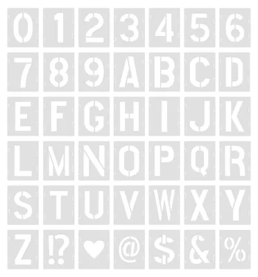 Produktbild von Buchstaben- und Zahlenschablonen-Set - 42-teilig, 5 cm - Wiederverwendbare Kunststoff-Vorlagen für DIY-Kunstprojekte und Dekoration