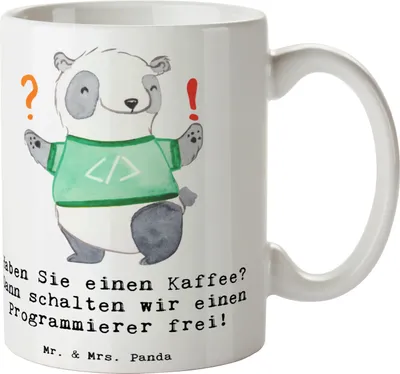 Produktbild von Mr. & Mrs. Panda haferl Programmierer Kaffeezeit - Weiß - Geschenk, Keramiktasse, Arbeitstempo, Softwareentwicklung, Kaffeepott, Teebecher, Kaffeetasse, Berufsalltag