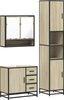 Immagine prodotto di Set Mobili da Bagno 3 pz Rovere Sonoma in Legno Multistrato